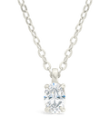 Sterling Silver Oval CZ Prong Set Pendant - Sterling Forever