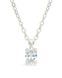 Sterling Silver Oval CZ Prong Set Pendant - Sterling Forever