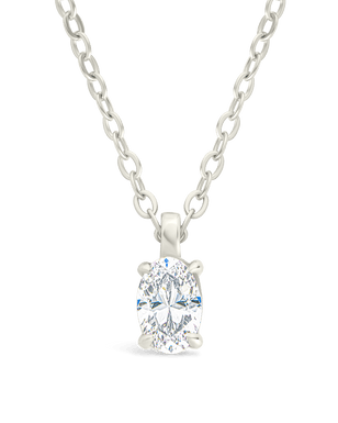 Sterling Silver Oval CZ Prong Set Pendant