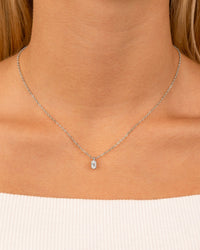 Sterling Silver Oval CZ Prong Set Pendant - Sterling Forever