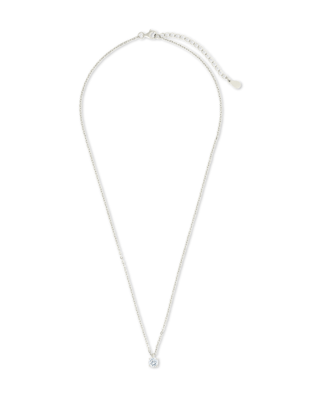 Sterling Silver Round CZ Prong Set Pendant - Sterling Forever