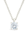 Sterling Silver Round CZ Prong Set Pendant - Sterling Forever