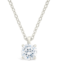 Sterling Silver Round CZ Prong Set Pendant - Sterling Forever