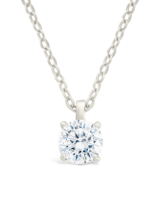 Sterling Silver Round CZ Prong Set Pendant