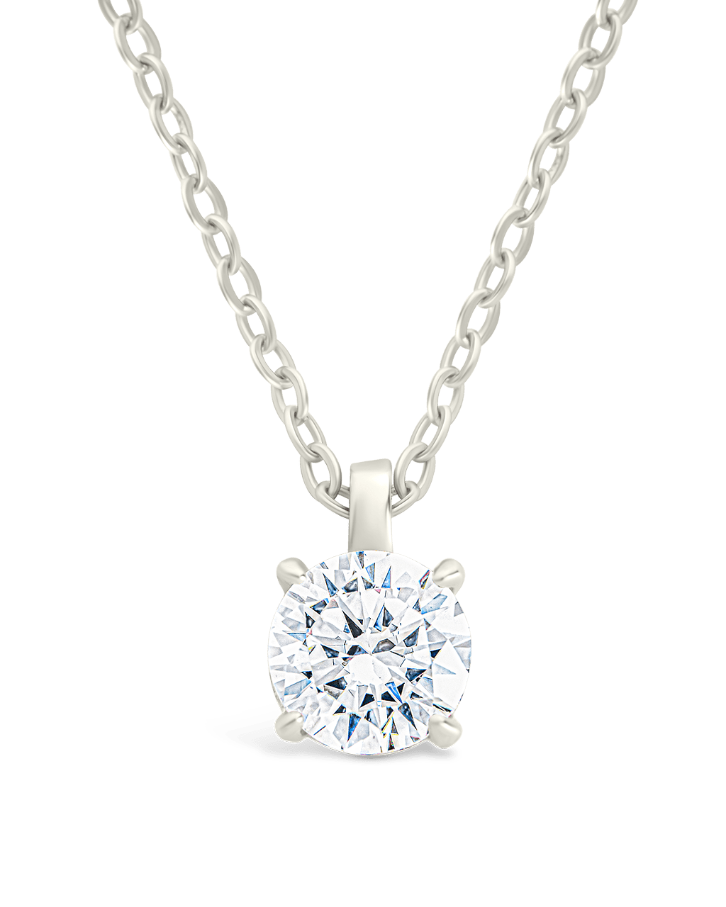 Sterling Silver Round CZ Prong Set Pendant - Sterling Forever