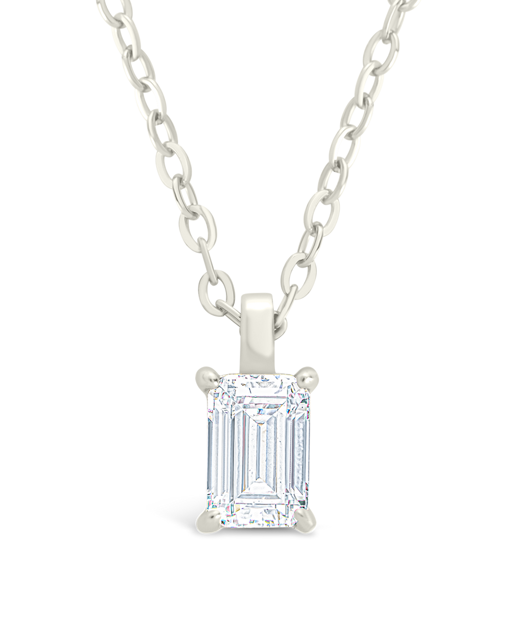 Sterling Silver Emerald Prong Set Pendant