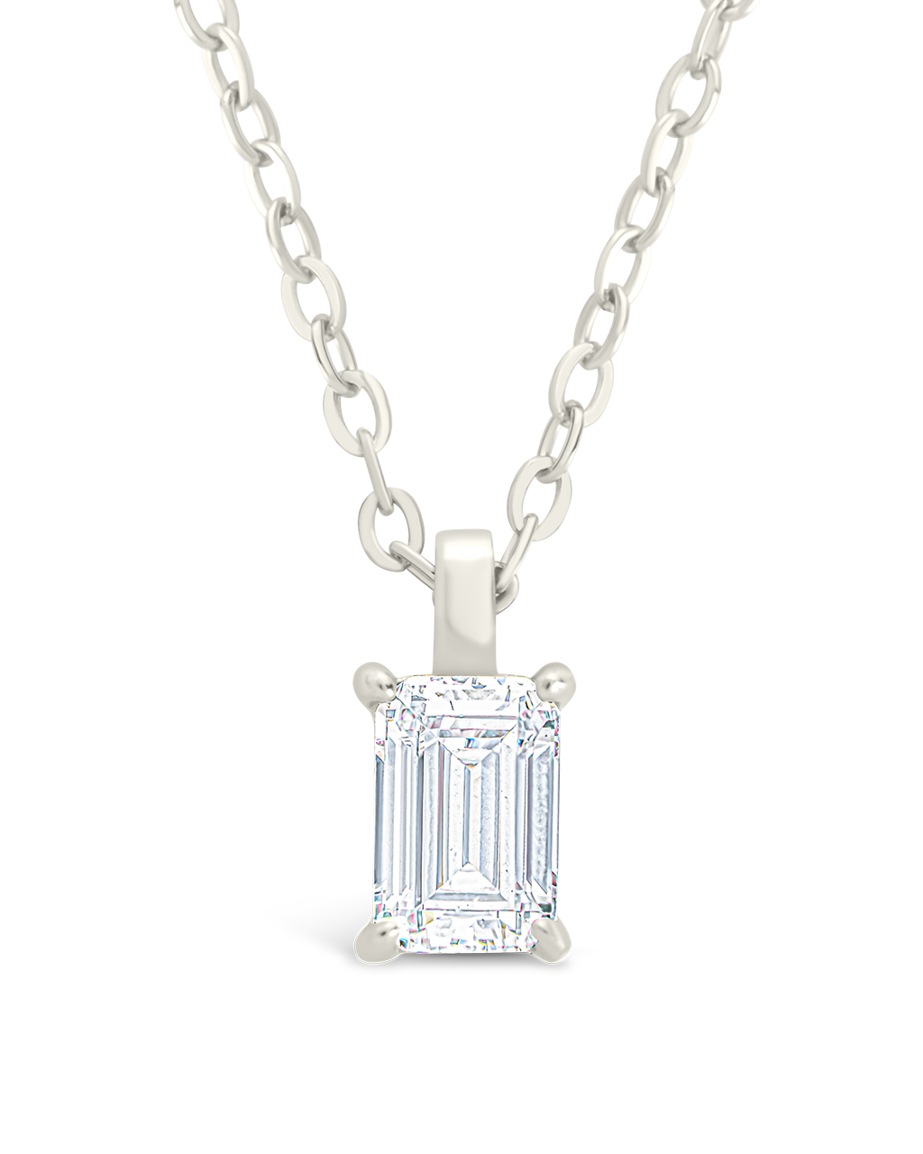 Sterling Silver Emerald Prong Set Pendant