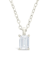Sterling Silver Emerald Prong Set Pendant - Sterling Forever