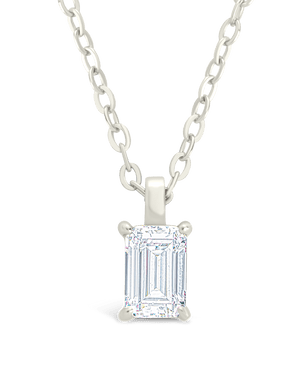 Sterling Silver Emerald Prong Set Pendant