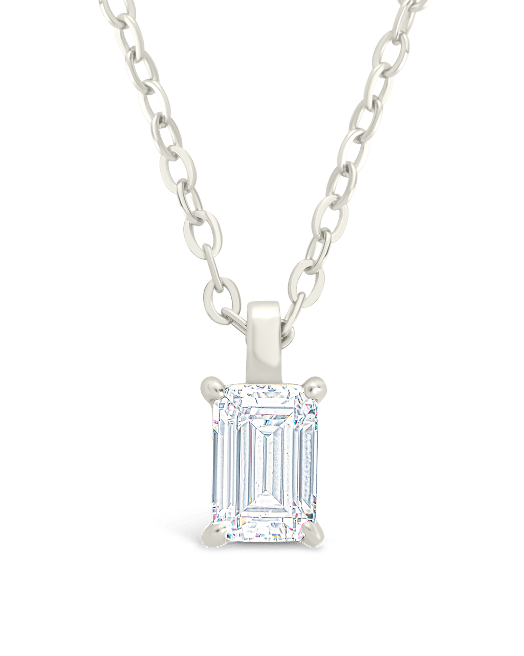Sterling Silver Emerald Prong Set Pendant - Sterling Forever