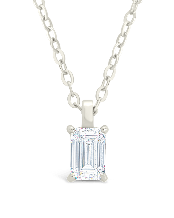 Sterling Silver Emerald Prong Set Pendant