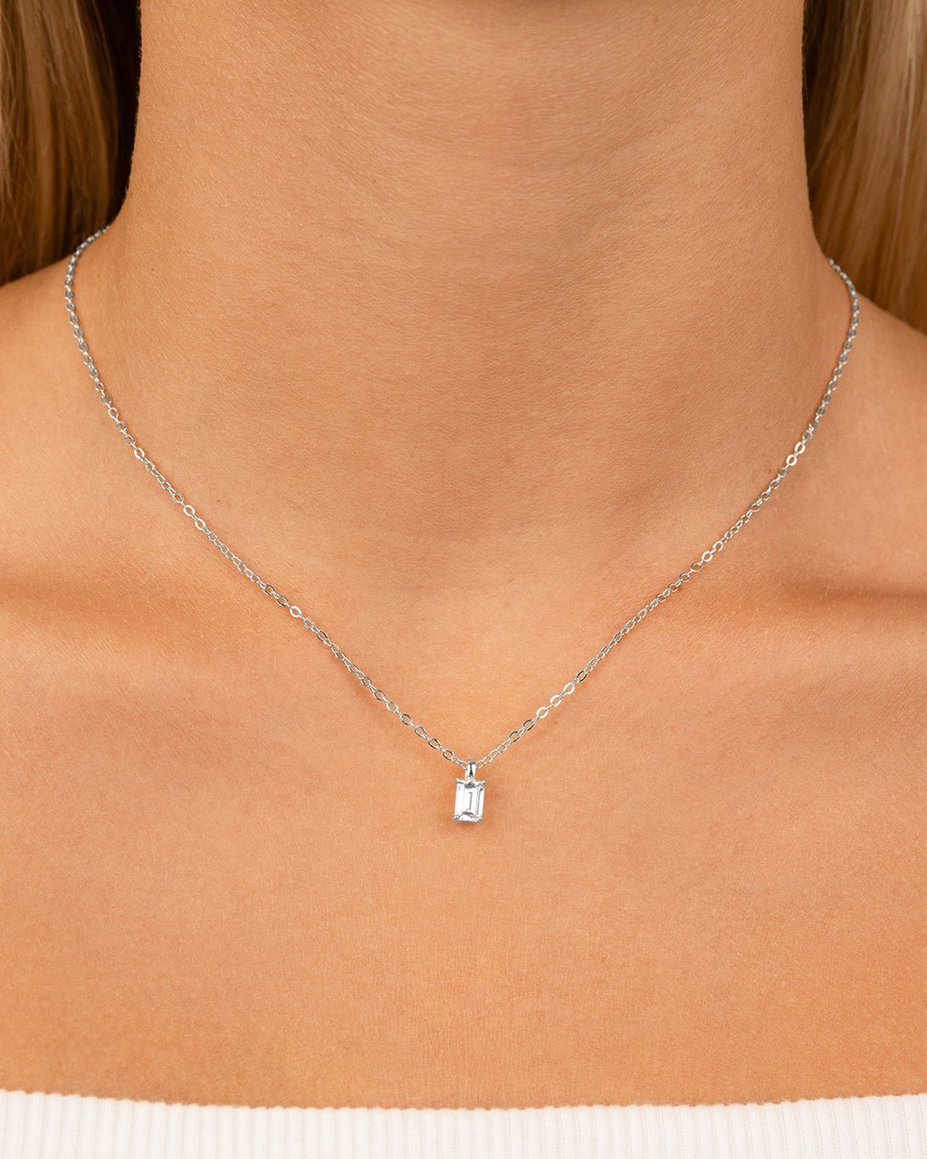 Sterling Silver Emerald Prong Set Pendant - Sterling Forever