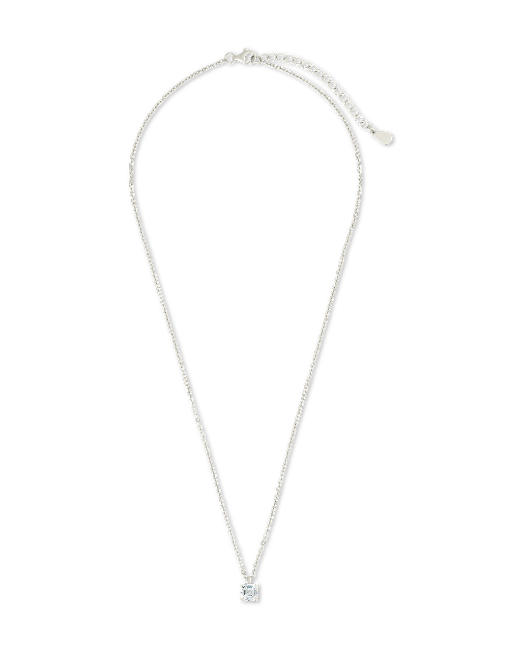 Sterling Silver Asscher Prong Set Pendant - Sterling Forever