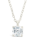 Sterling Silver Asscher Prong Set Pendant - Sterling Forever