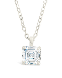 Sterling Silver Asscher Prong Set Pendant - Sterling Forever