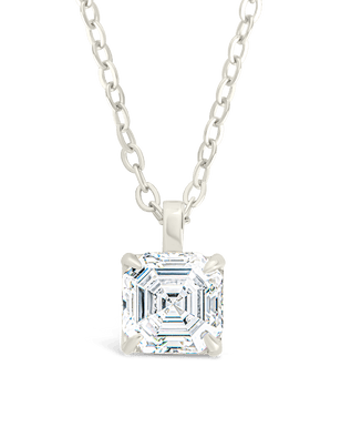 Sterling Silver Asscher Prong Set Pendant