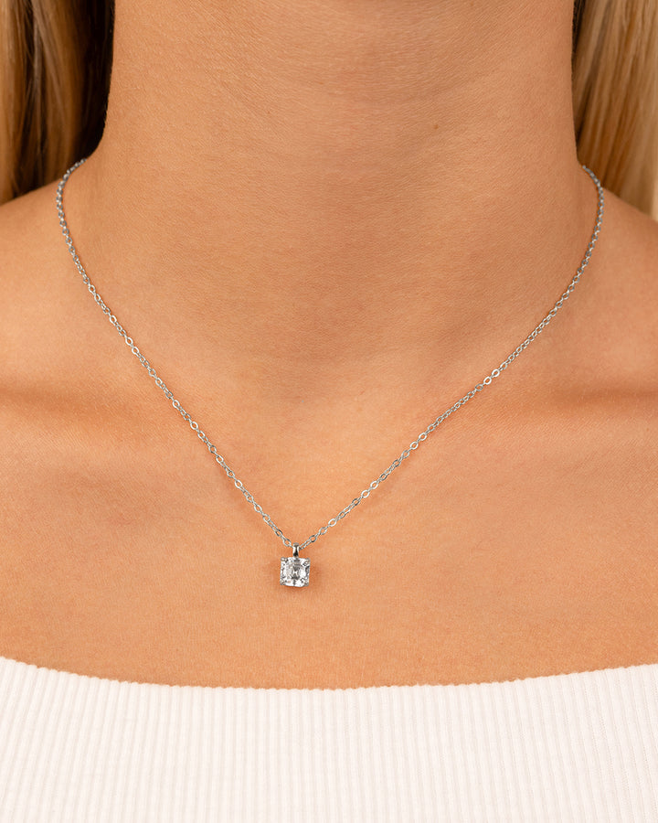 Sterling Silver Asscher Prong Set Pendant