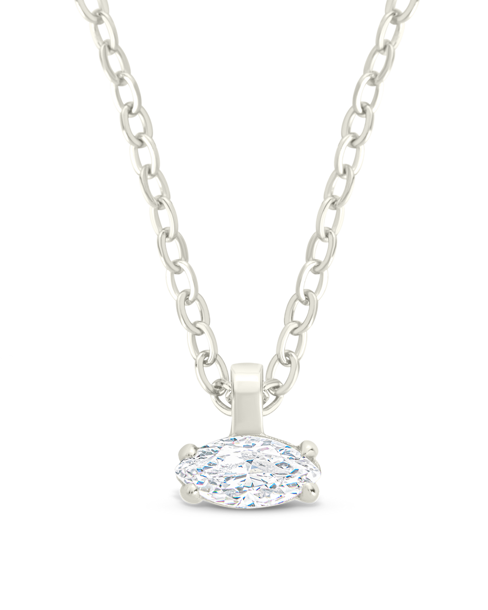 Sterling Silver Marquise Prong Set Pendant