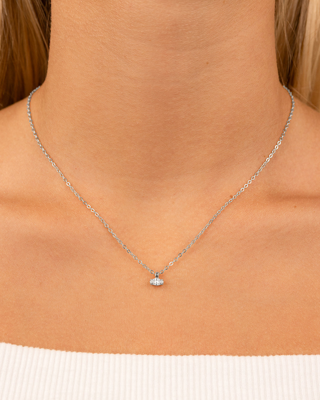 Sterling Silver Marquise Prong Set Pendant