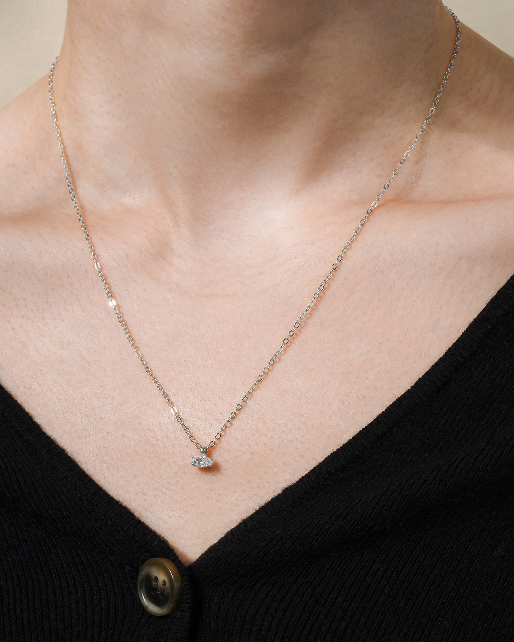 Sterling Silver Marquise Prong Set Pendant