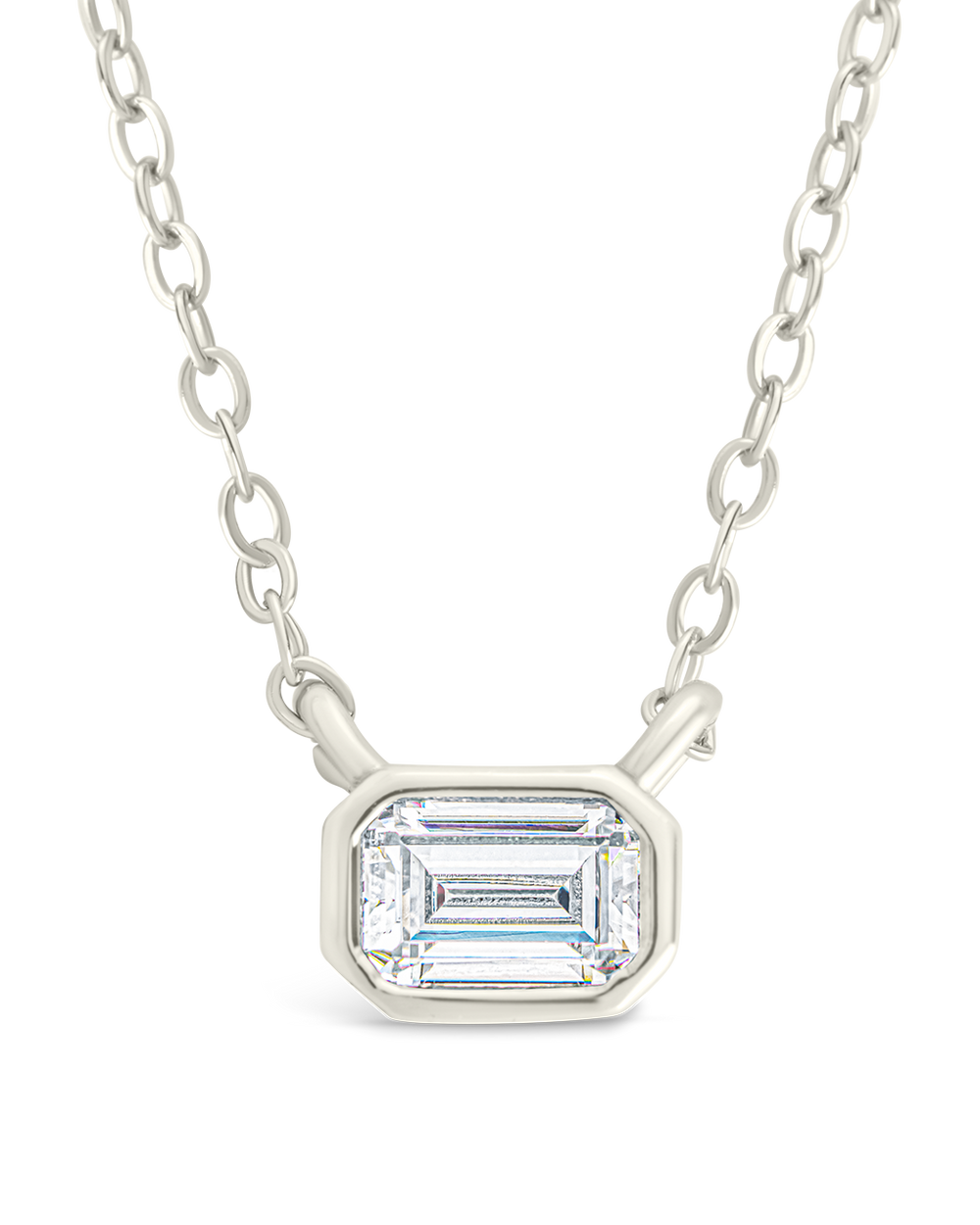 Sterling Silver Emerald Bezel Set Pendant