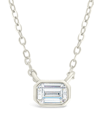 Sterling Silver Emerald Bezel Set Pendant - Sterling Forever