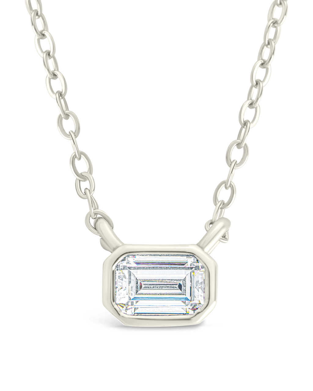 Sterling Silver Emerald Bezel Set Pendant - Sterling Forever