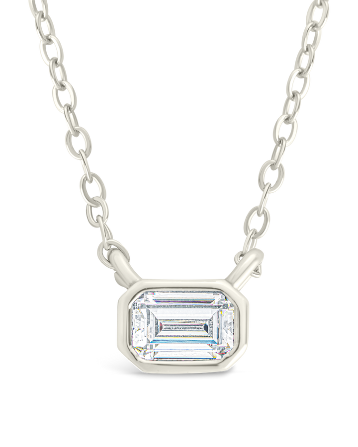 Sterling Silver Emerald Bezel Set Pendant