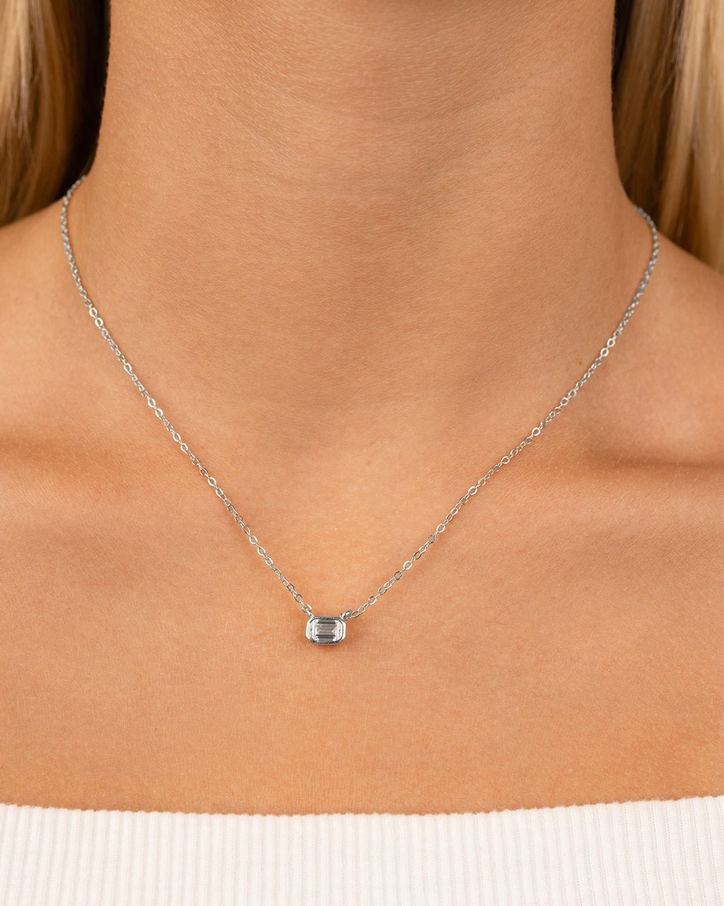 Sterling Silver Emerald Bezel Set Pendant - Sterling Forever