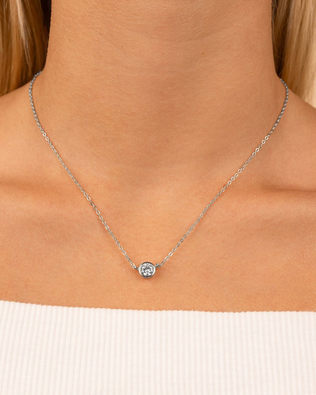 Sterling Silver Round Bezel Set Pendant - Sterling Forever