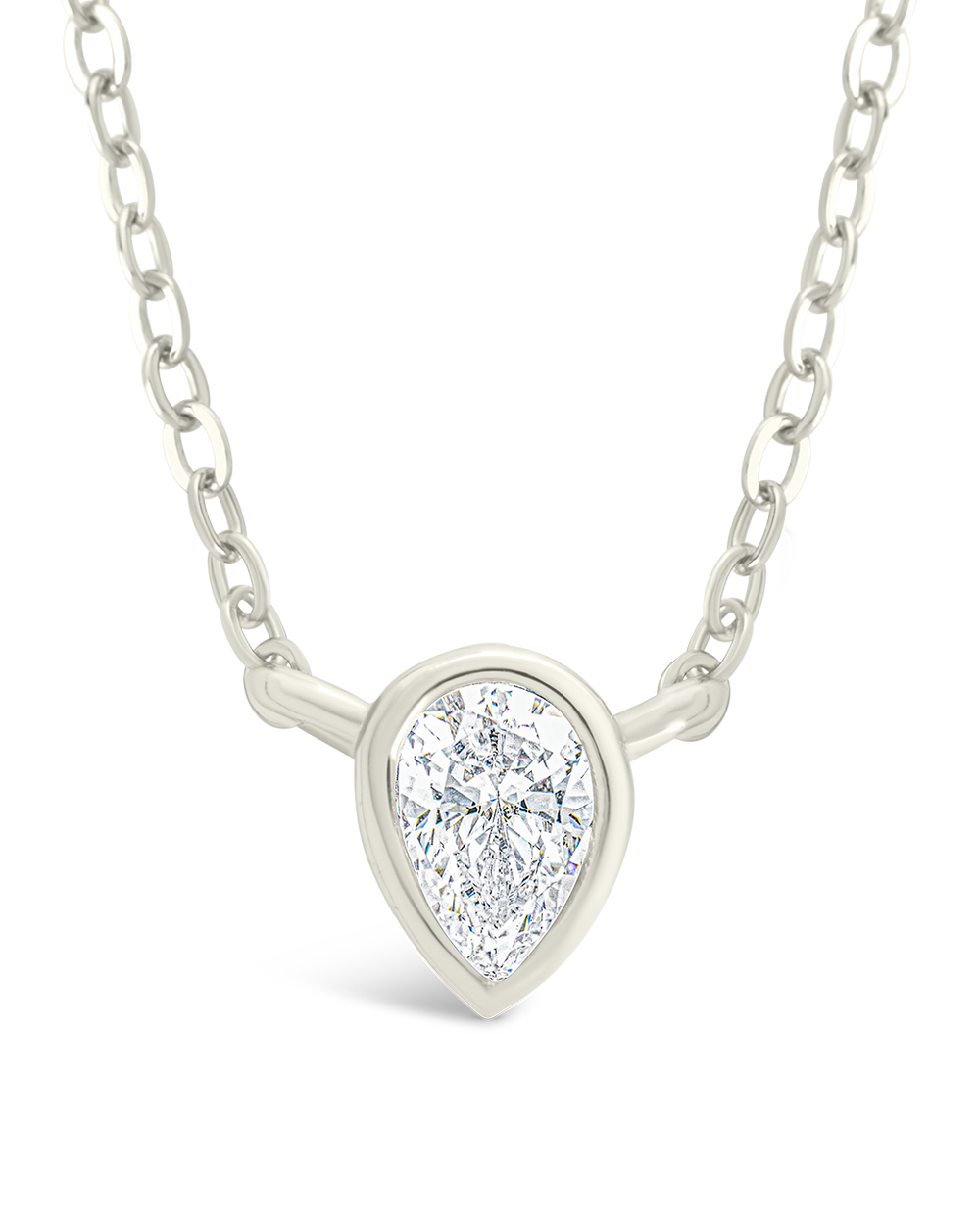 Sterling Silver Pear Bezel Set Pendant
