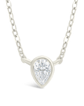 Sterling Silver Pear Bezel Set Pendant - Sterling Forever