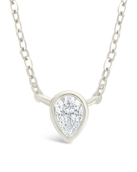 Sterling Silver Pear Bezel Set Pendant - Sterling Forever