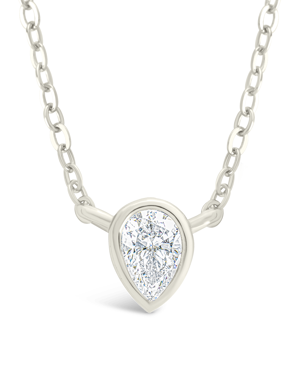Sterling Silver Pear Bezel Set Pendant - Sterling Forever