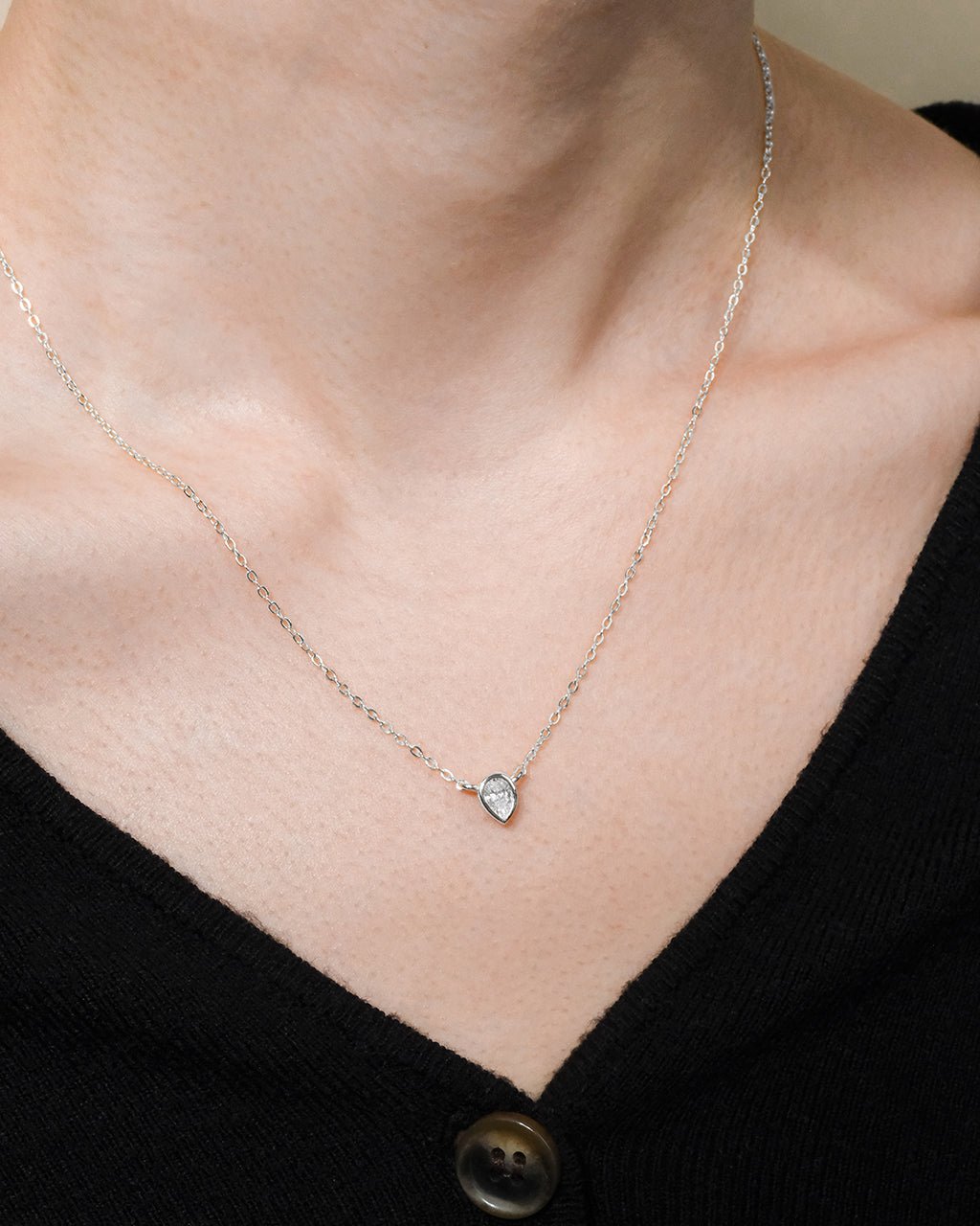 Sterling Silver Pear Bezel Set Pendant - Sterling Forever