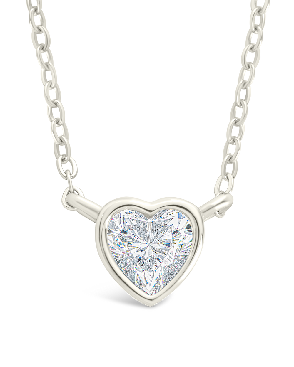 Sterling Silver Heart Bezel Set Pendant