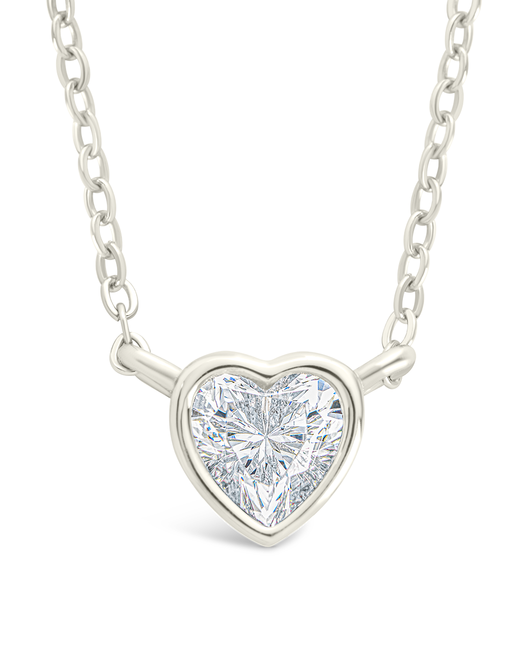 Sterling Silver Heart Bezel Set Pendant