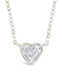 Sterling Silver Heart Bezel Set Pendant - Sterling Forever