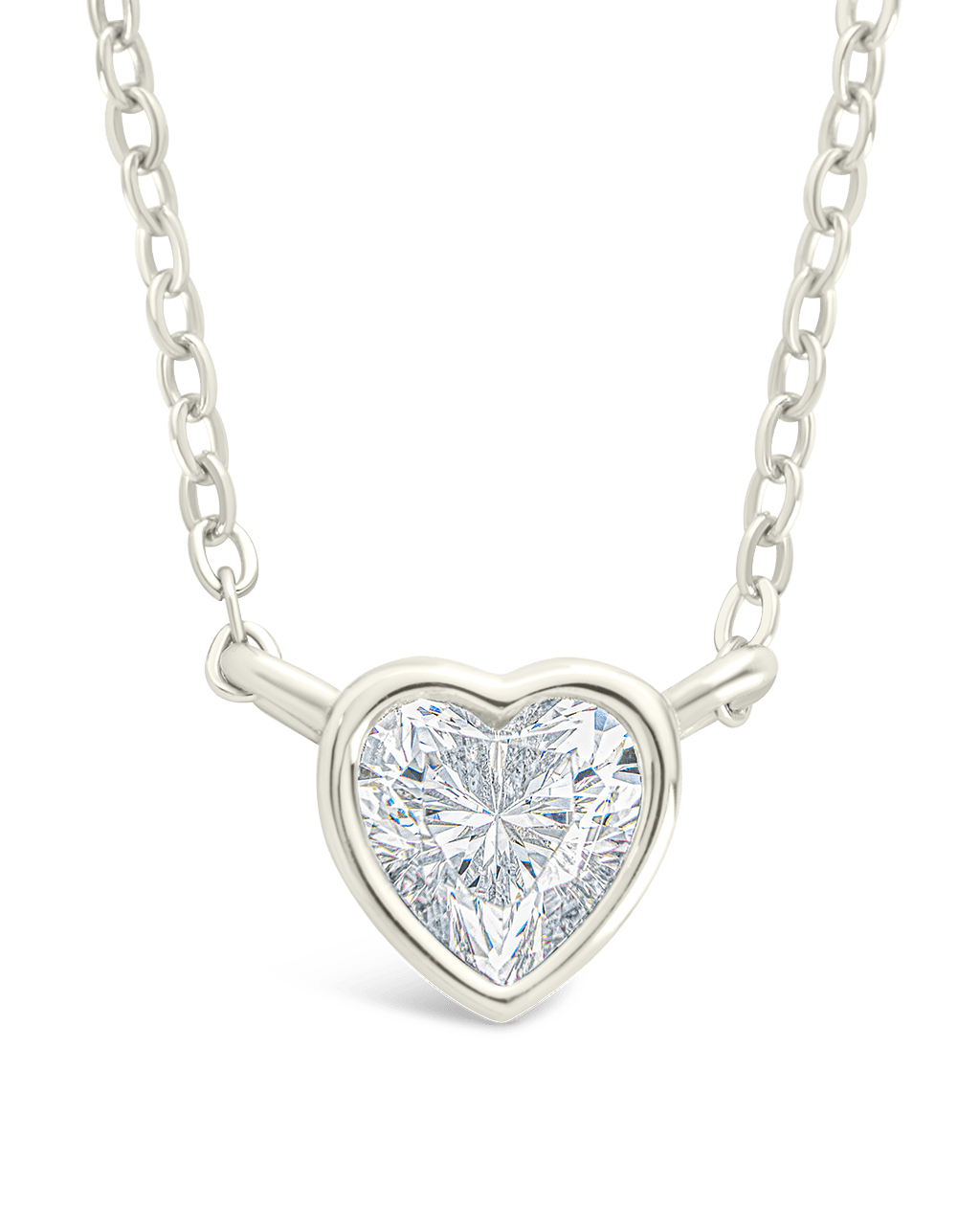 Sterling Silver Heart Bezel Set Pendant - Sterling Forever