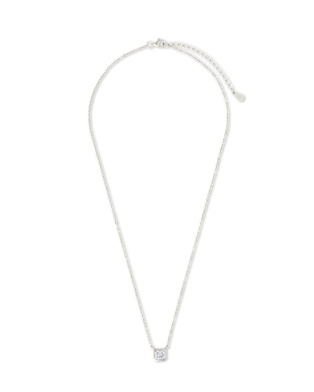 Sterling Silver Asscher Bezel Set Pendant - Sterling Forever