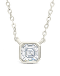 Sterling Silver Asscher Bezel Set Pendant - Sterling Forever