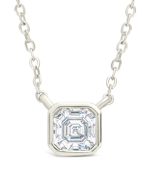 Sterling Silver Asscher Bezel Set Pendant