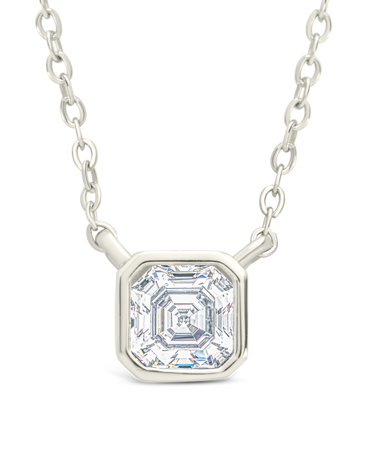 Sterling Silver Asscher Bezel Set Pendant