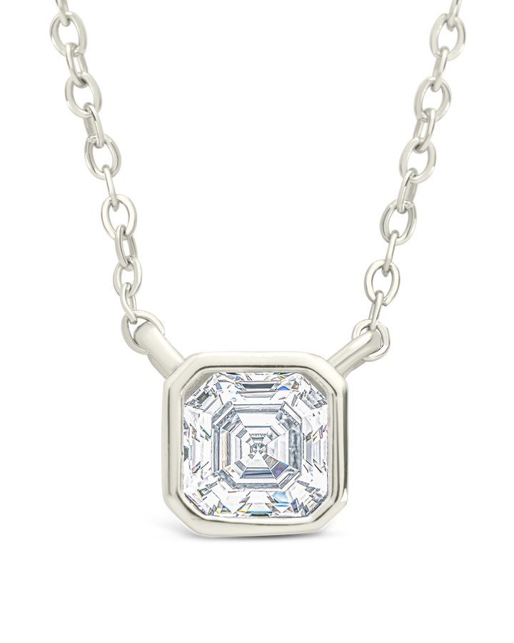Sterling Silver Asscher Bezel Set Pendant