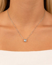 Sterling Silver Asscher Bezel Set Pendant - Sterling Forever