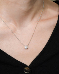 Sterling Silver Asscher Bezel Set Pendant - Sterling Forever
