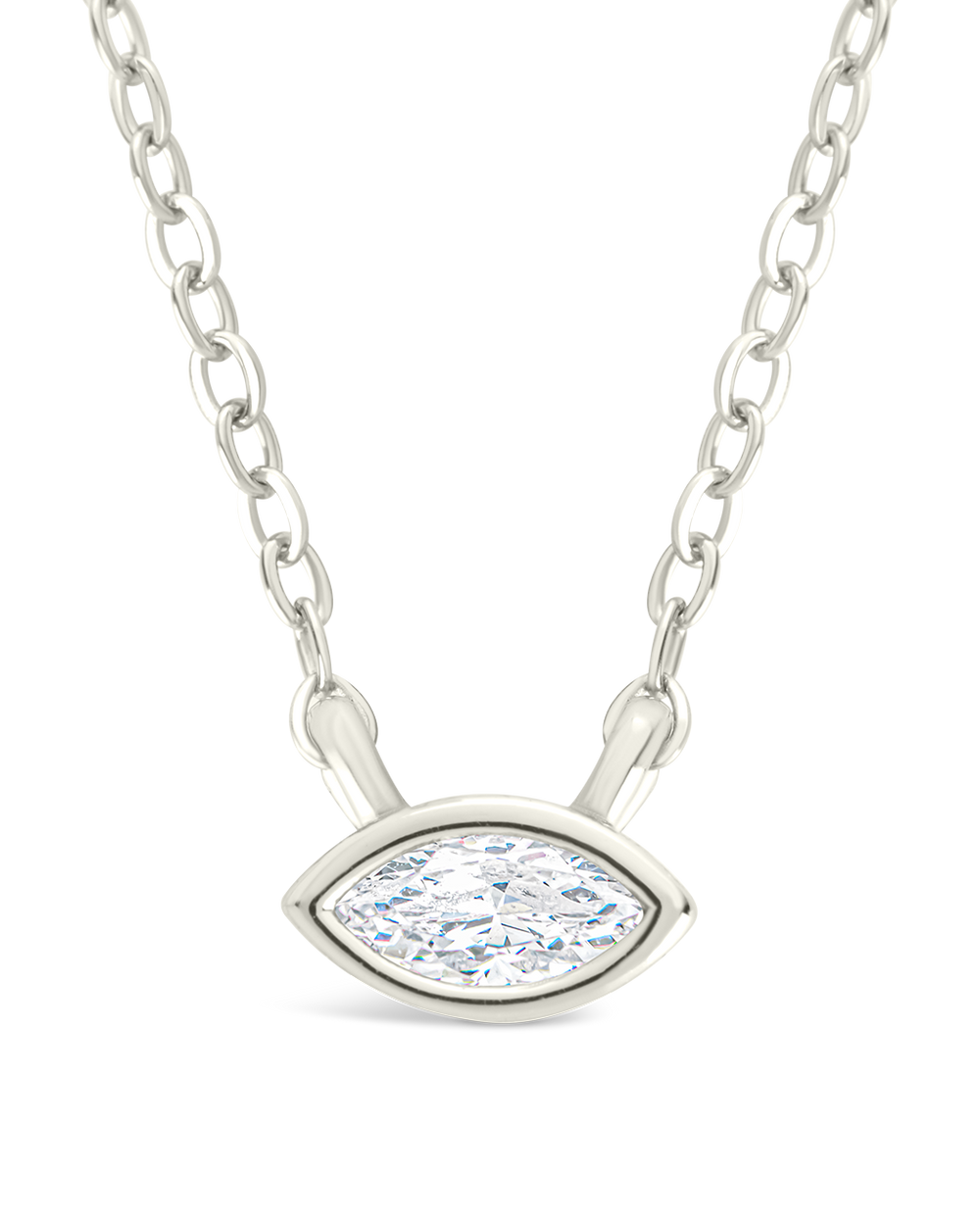 Sterling Silver Marquise Bezel Set Pendant