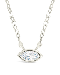 Sterling Silver Marquise Bezel Set Pendant - Sterling Forever