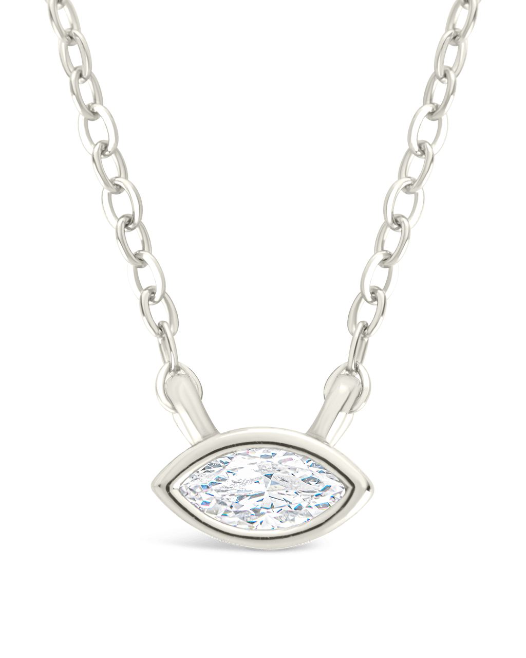 Sterling Silver Marquise Bezel Set Pendant - Sterling Forever
