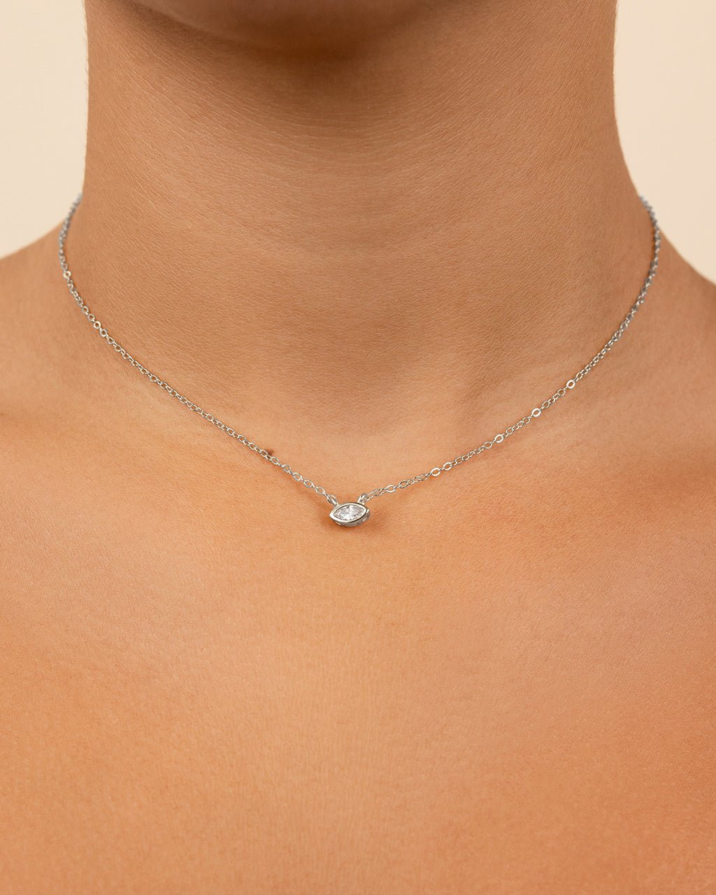 Sterling Silver Marquise Bezel Set Pendant - Sterling Forever